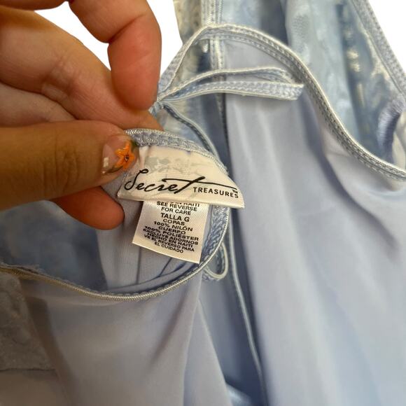 Secret Treasures Y2K Babydoll Slip Dress Ruffle Straps Blue Lace Nighty Sequin L - Picture 3 of 9
